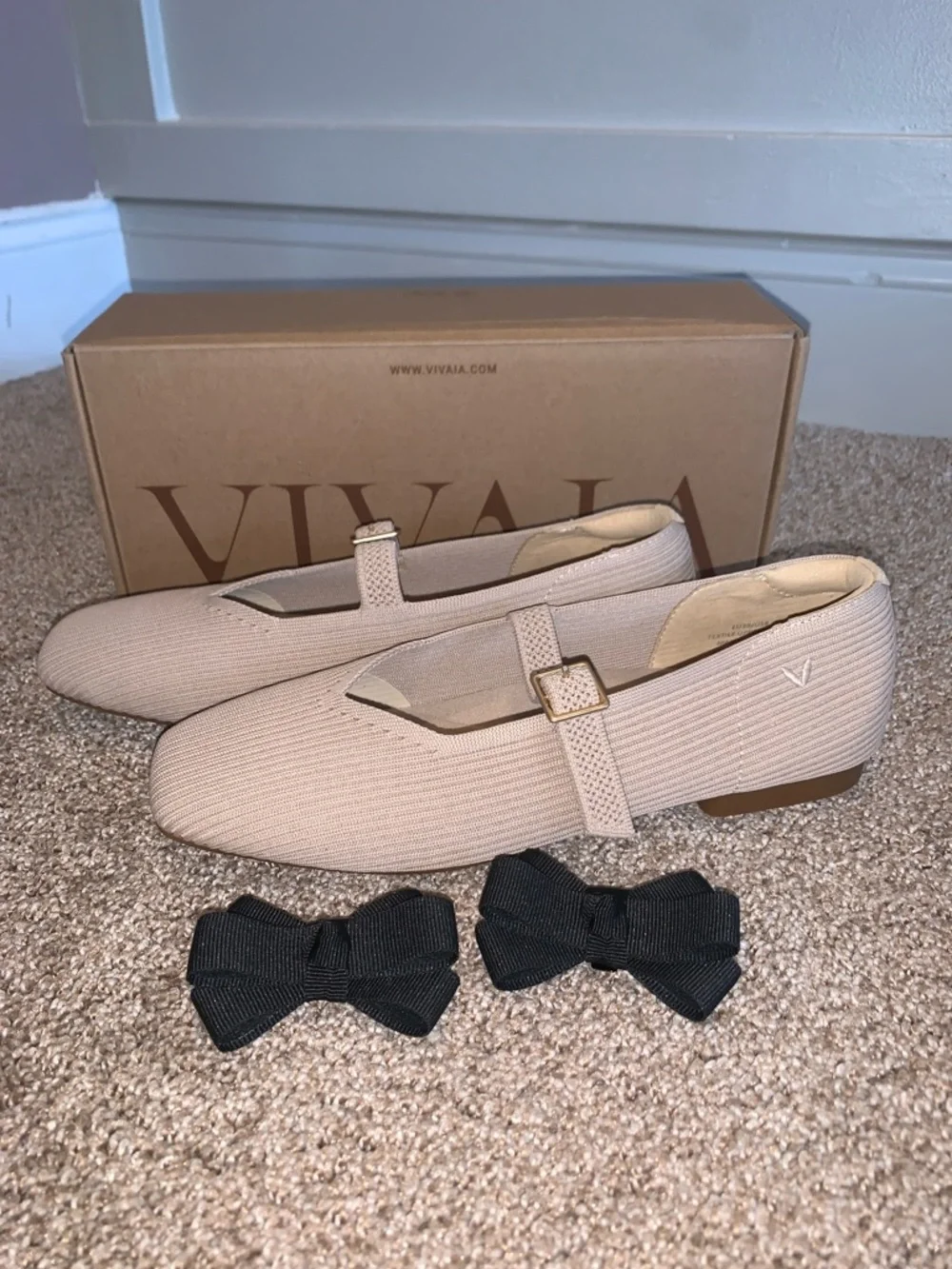 VIVAIA Margot Mary Jane in Almond with Removable Bow - Picture 3 of 5